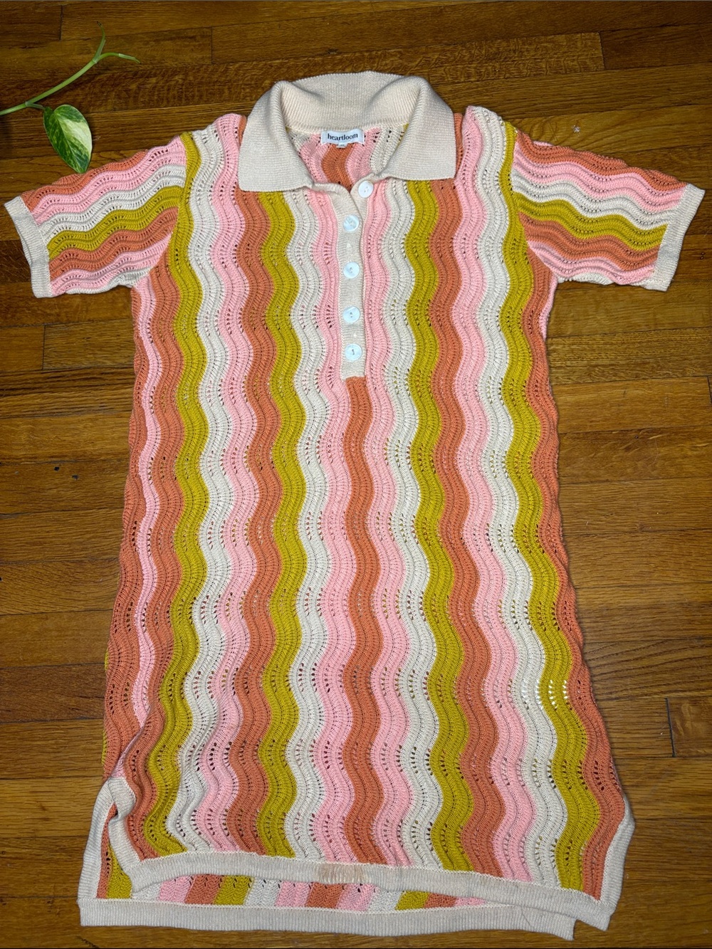 REVOLVE NWT STRIPED HEARTLOOM MINI PINK CROCHET POLO TENNIS DRESS